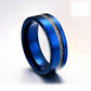 Bague en acier inoxydable bleu CalielWoman™ pour Hommes, bande argentée, largeur 8 mm