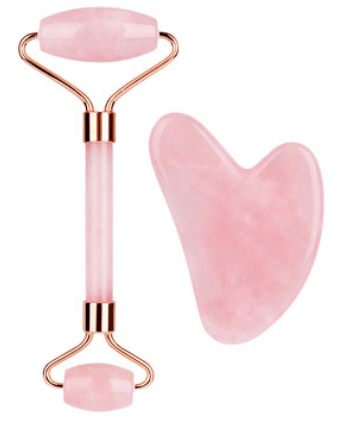 Rouleau de Quartz Rose Double Extrémité et Gua Sha en Quartz naturel CalielWoman™